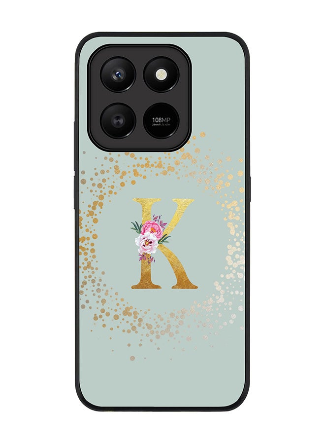 Stylizedd For Honor X7d 4G / X7d 5G / 400 Smart Case,Slim fit Camera Protection, Shockproof Thin Phone cover  - Custom Monogram Floral - K  (Light Grey ) - Image 1